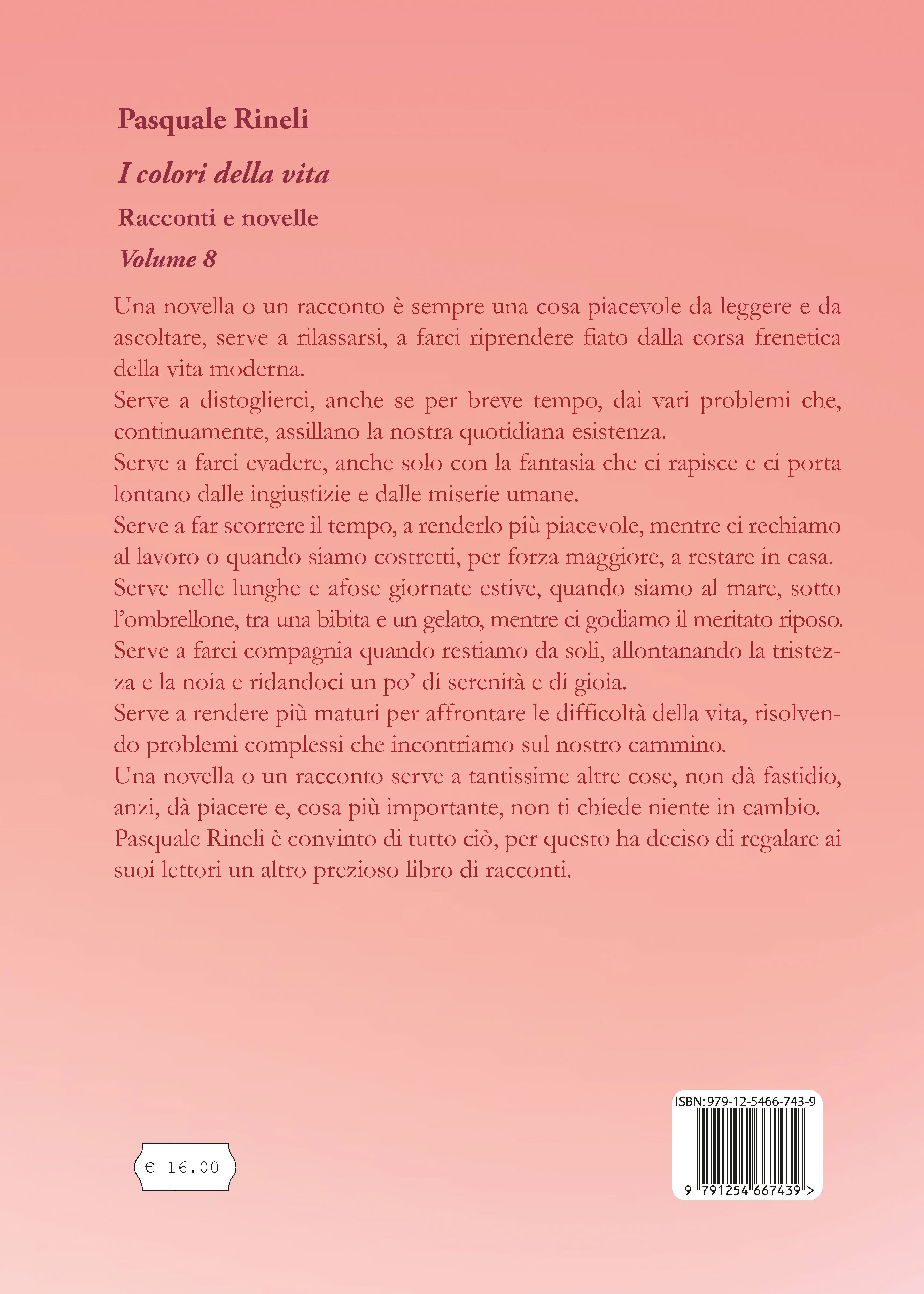 Quarta di copertina di I colori della vita Volume 8
